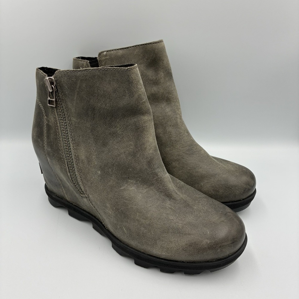 SOREL Joan of Arctic ll Hidden Wedge Zip Gray Ankle Boots Size 9